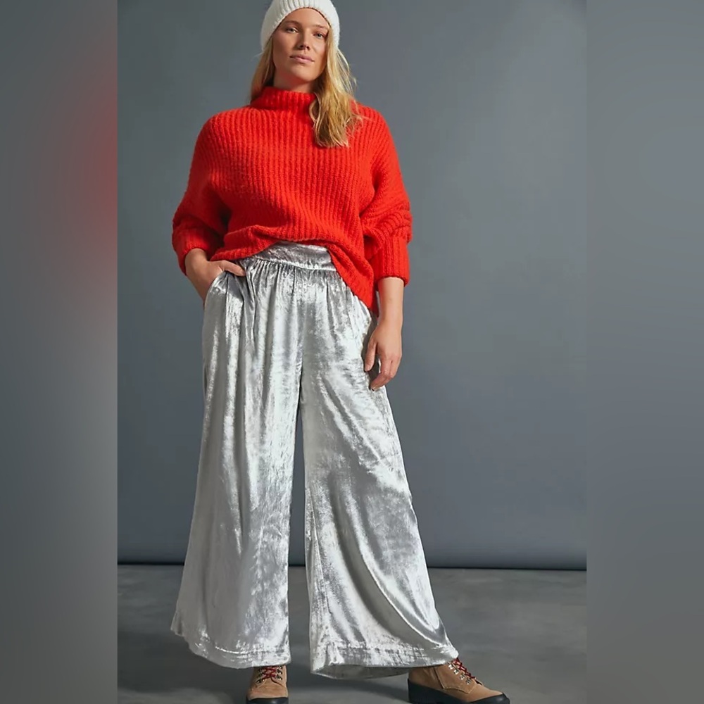 Anthropologie (Maeve) Silver Wide-Leg Pants